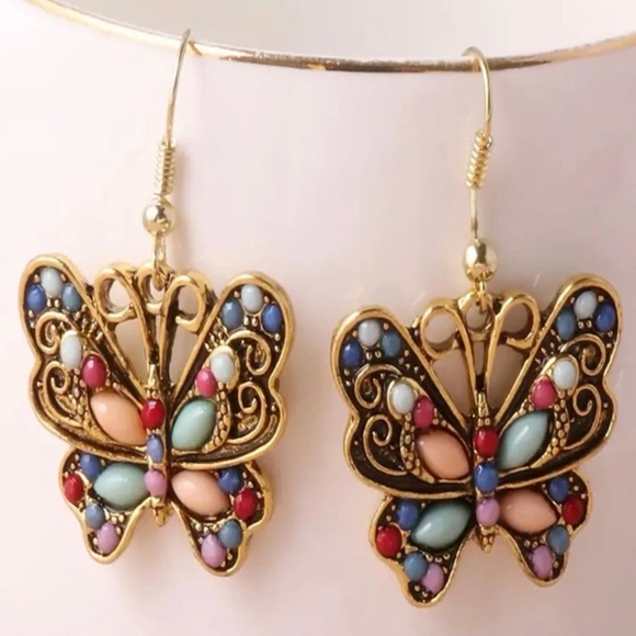 ❤️Multicolored Butterfly Drop Earrings - Picture 5 of 5